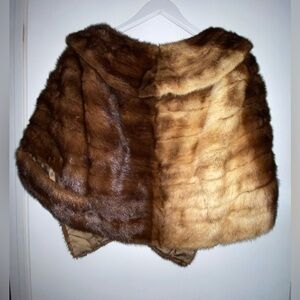 Vintage Mink Fur Stole Shrug Shawl Berkower Furs Detroit brown blonde Luxury